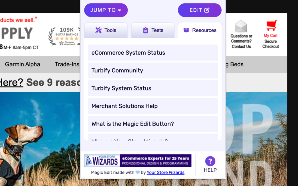 Magic Edit Resources Tab Screen shot
