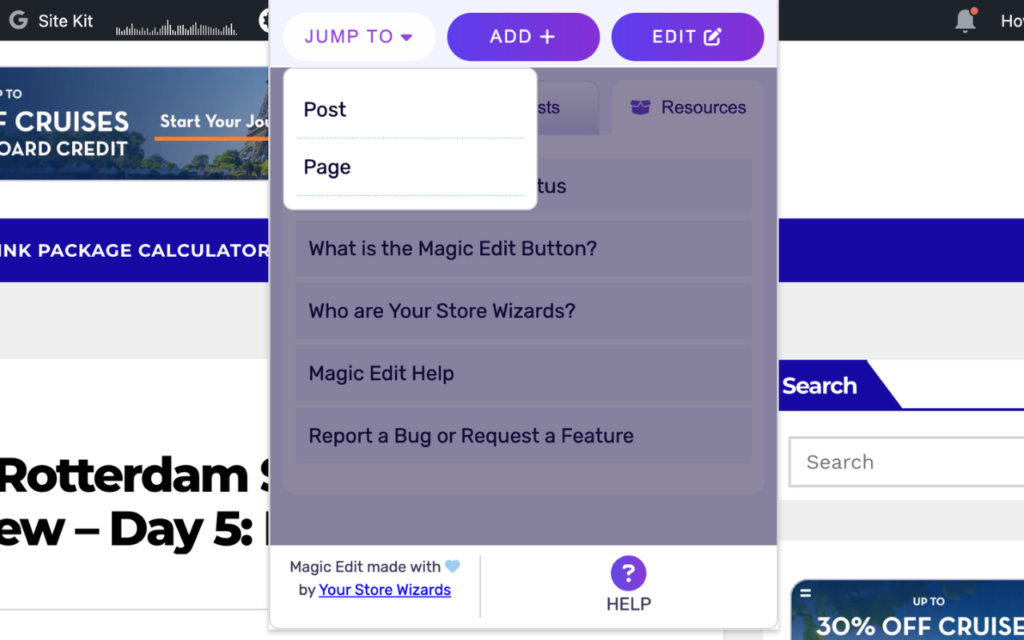 Magic Edit Jump Tab Screen shot