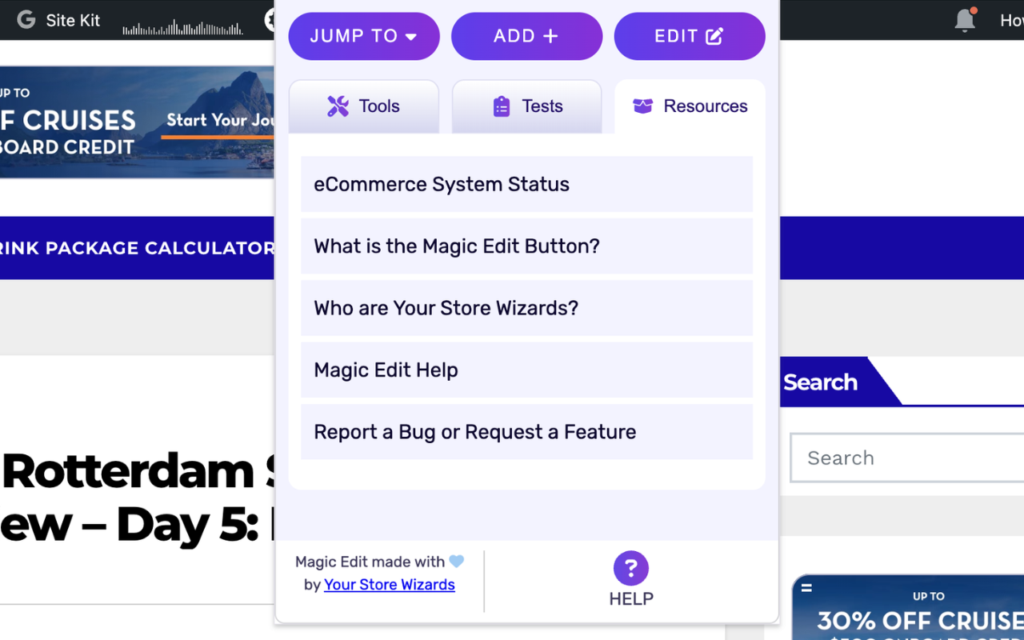 Magic Edit Resources Tab Screen shot