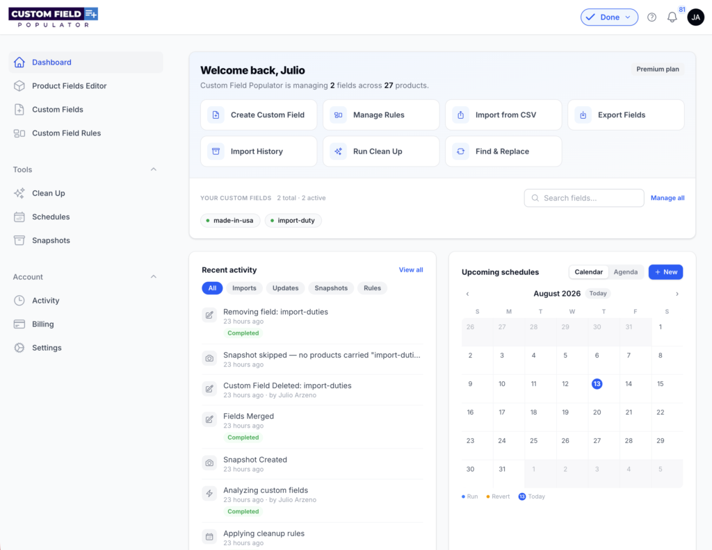 Dashboard screenshot